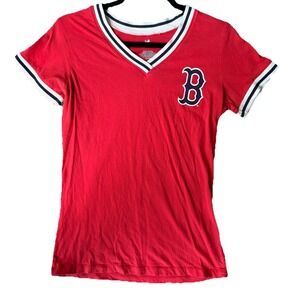 Boston Red Socks Vintage V Neck Shirt Women Majestic Size Medium